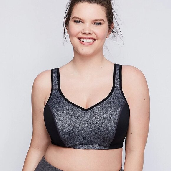Cacique LIVI Active High-Impact Molded Underwired Sports Bra Black Gray - Picture 1 of 10